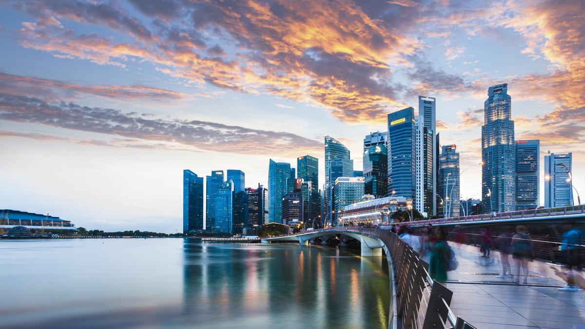 Skyline de Singapur desde Marina Bay