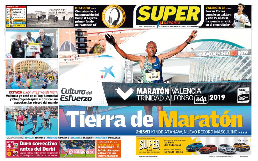 Las portadas deportivas de el 02-12-19