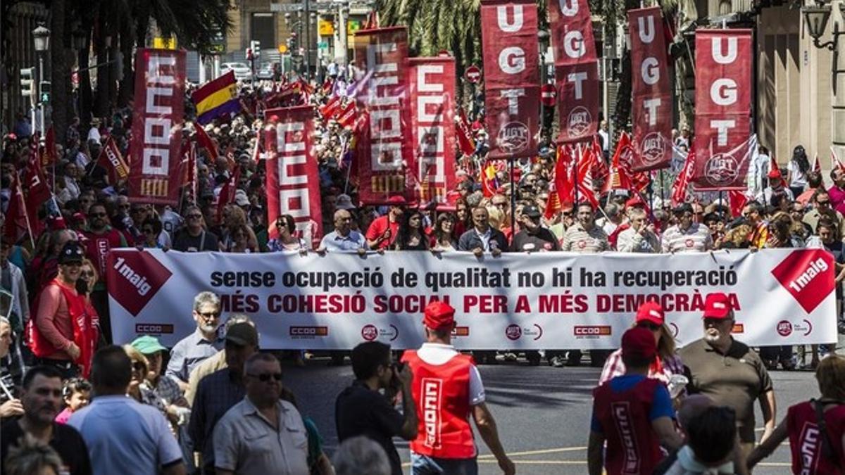 Manifestación del Primero de Mayo en Valencia.