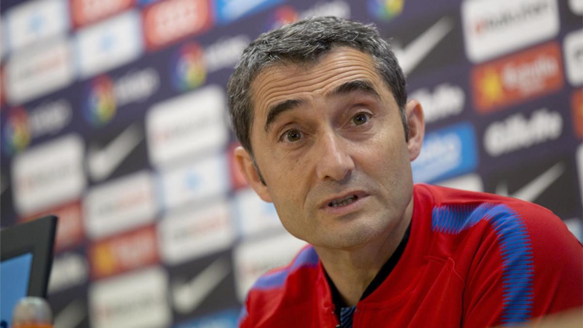 Ernesto Valverde, entrenador del Barça, en rueda de prensa