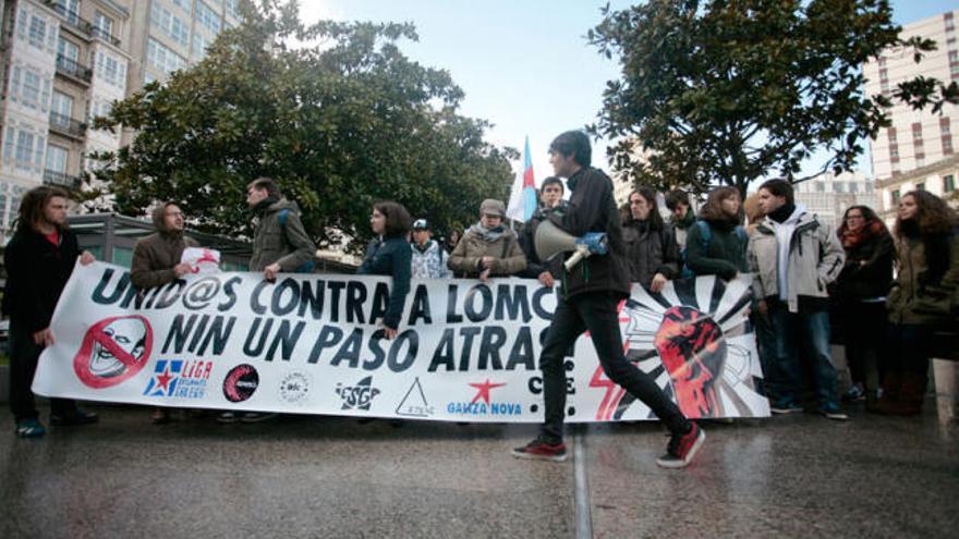 Manifestación de estudiantes en A Coruña el pasado mes de febrero.