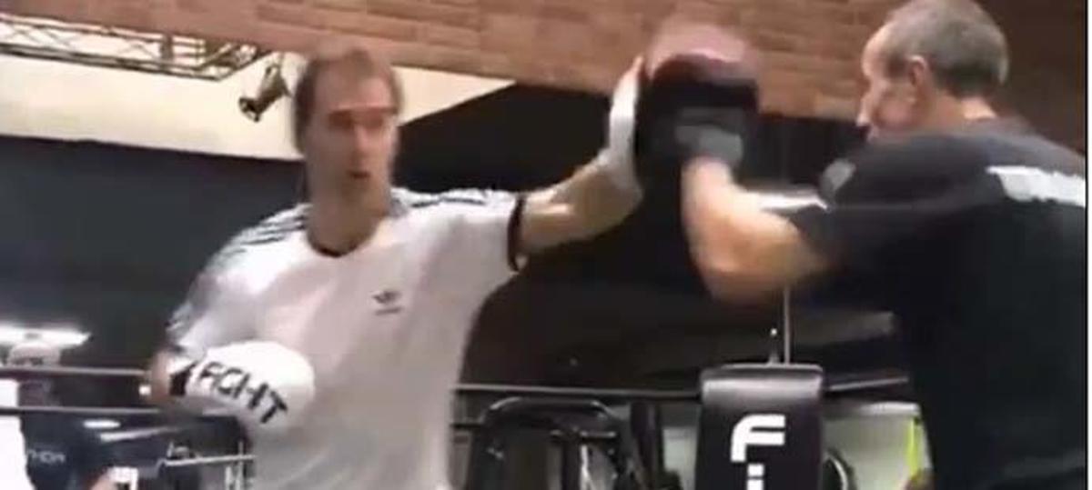 Lopetegui, junto al exboxeador José Luis Serrano Valero.