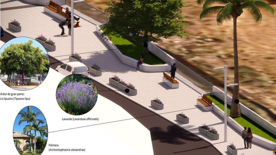 Una imagen del proyecto que muestra cómo quedará el parque de la calle Dr. Chil y la vegetación que se plantará.