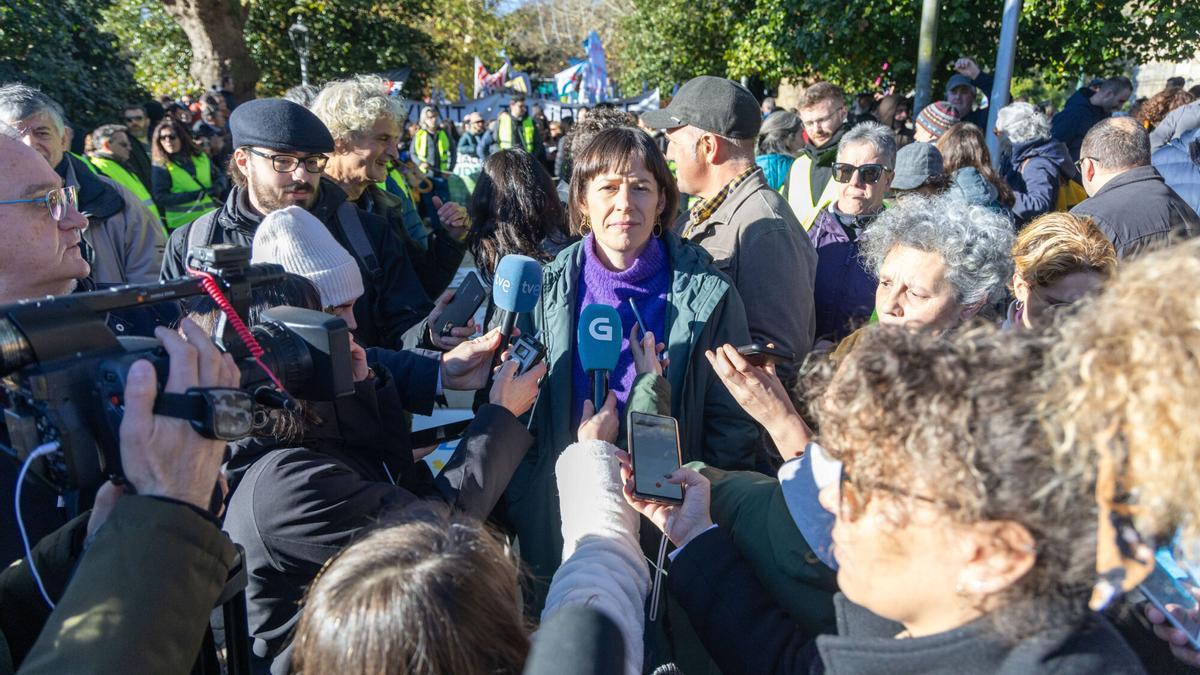 Pontón, en la anterior manifestación celebrada en Santiago contra la planta de Altri.