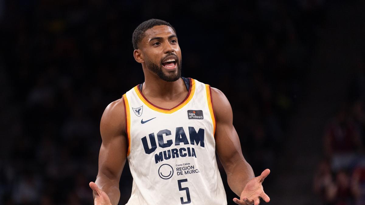 David DeJulius, base del UCAMMurcia, durante un partido esta temporada de la Liga Endesa.