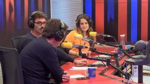 Laia Tudel, Xavi Campos y Bernat Soler, en una grabación del videopodcast Barça reservat.