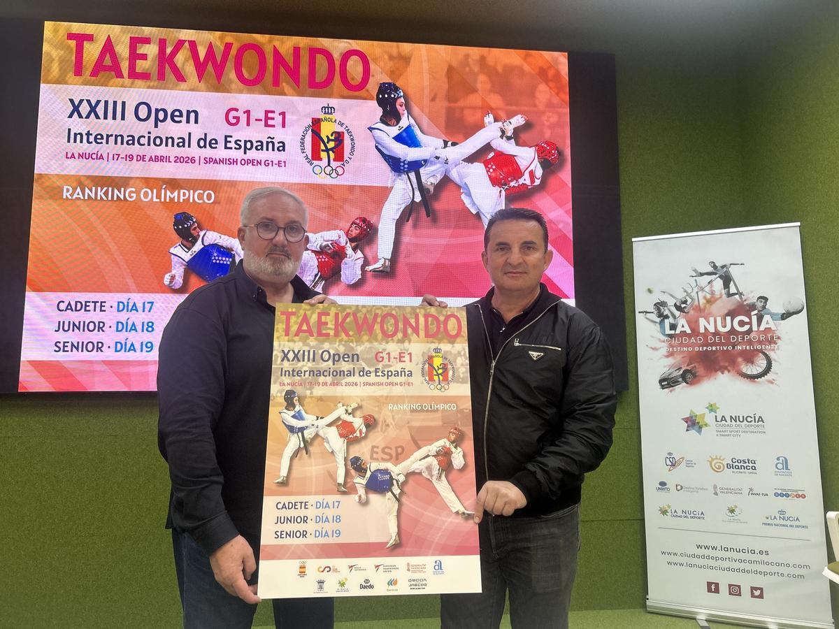 La presentación del “XXIII Open Internacional de España de Taekwondo G1” ha contado con la presencia de Jesús Castellanos, presidente de la Real Federación Española de Taekwondo y Bernabé Cano, alcalde de La Nucía.