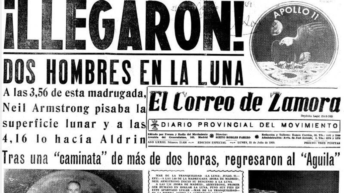 Llegada del hombre a la Luna contada en la portada de EL CORREO DE ZAMORA.