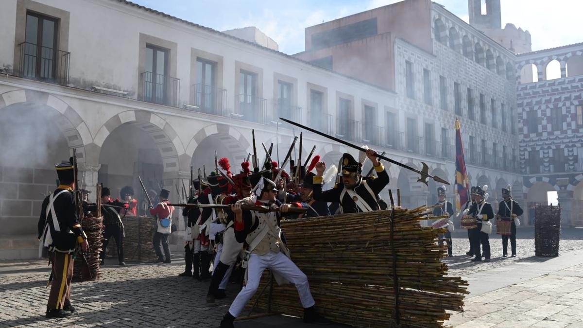 Momento en el que las tropas francesas pierden Badajoz ante los británicos.