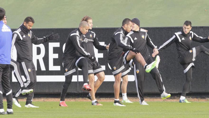 Entrenamiento del Valencia de este lunes.