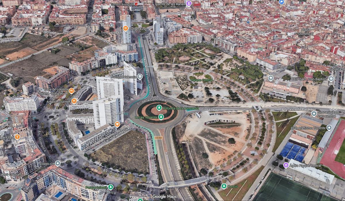 Imagen área del Parc Central de Torrent.