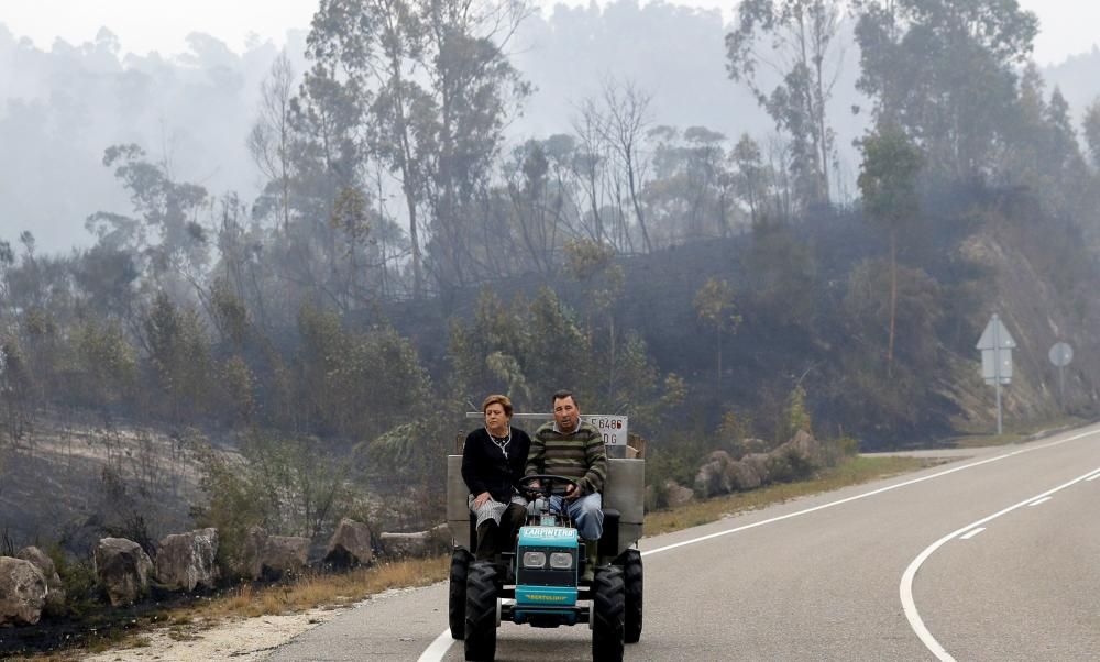 Incendio forestal en las proximidades de Soutomaior (Pontevedra).