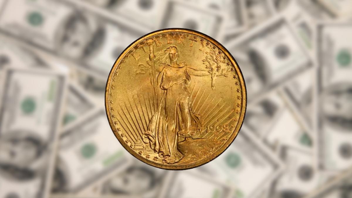 Moneda de 20 dólares de 1908