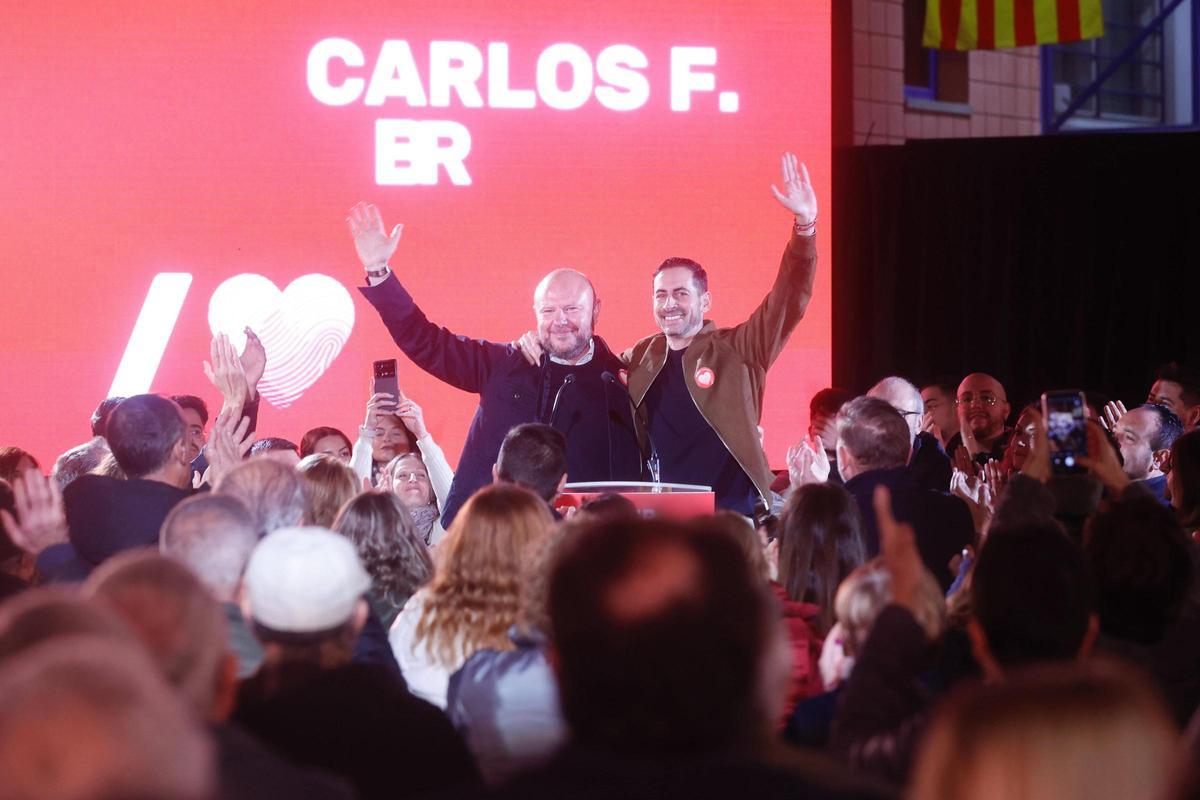 Carlos Fernández Bielsa y Toni Gaspar, en el acto de primarias celebrado en Xirivella.