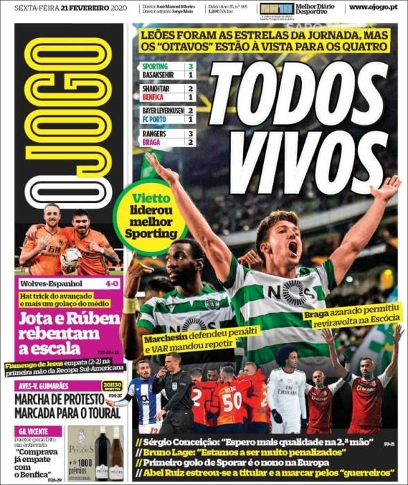 Portada O JOGO viernes 21 febrero 2020