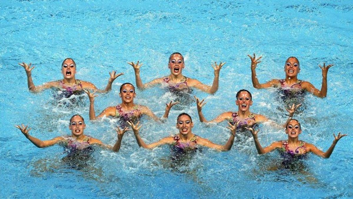 El equipo español en un momento de su actuación en la final