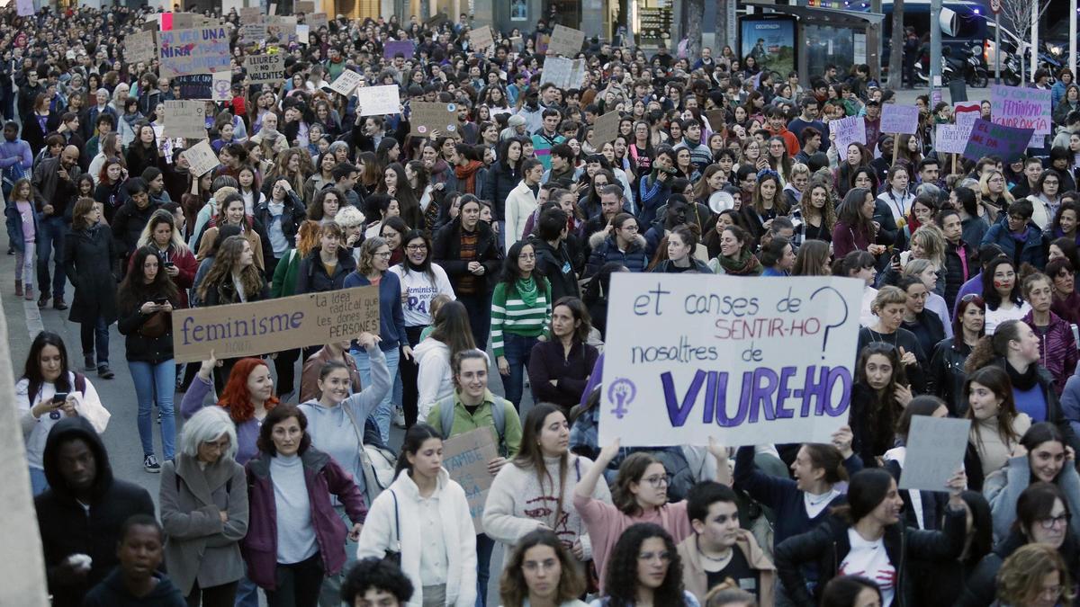 La nanifestació del 8M del 2023, a Girona.