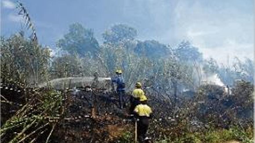 Els efectius d&#039;extinció d&#039;incendis treballant en el foc.