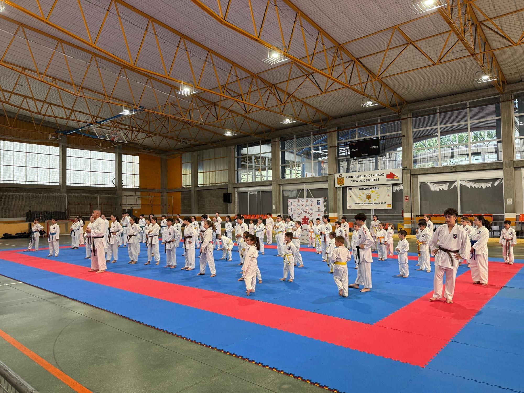 Los karatecas del Gimnasio Lino cierra temporada con una exhibición abierta en Grado