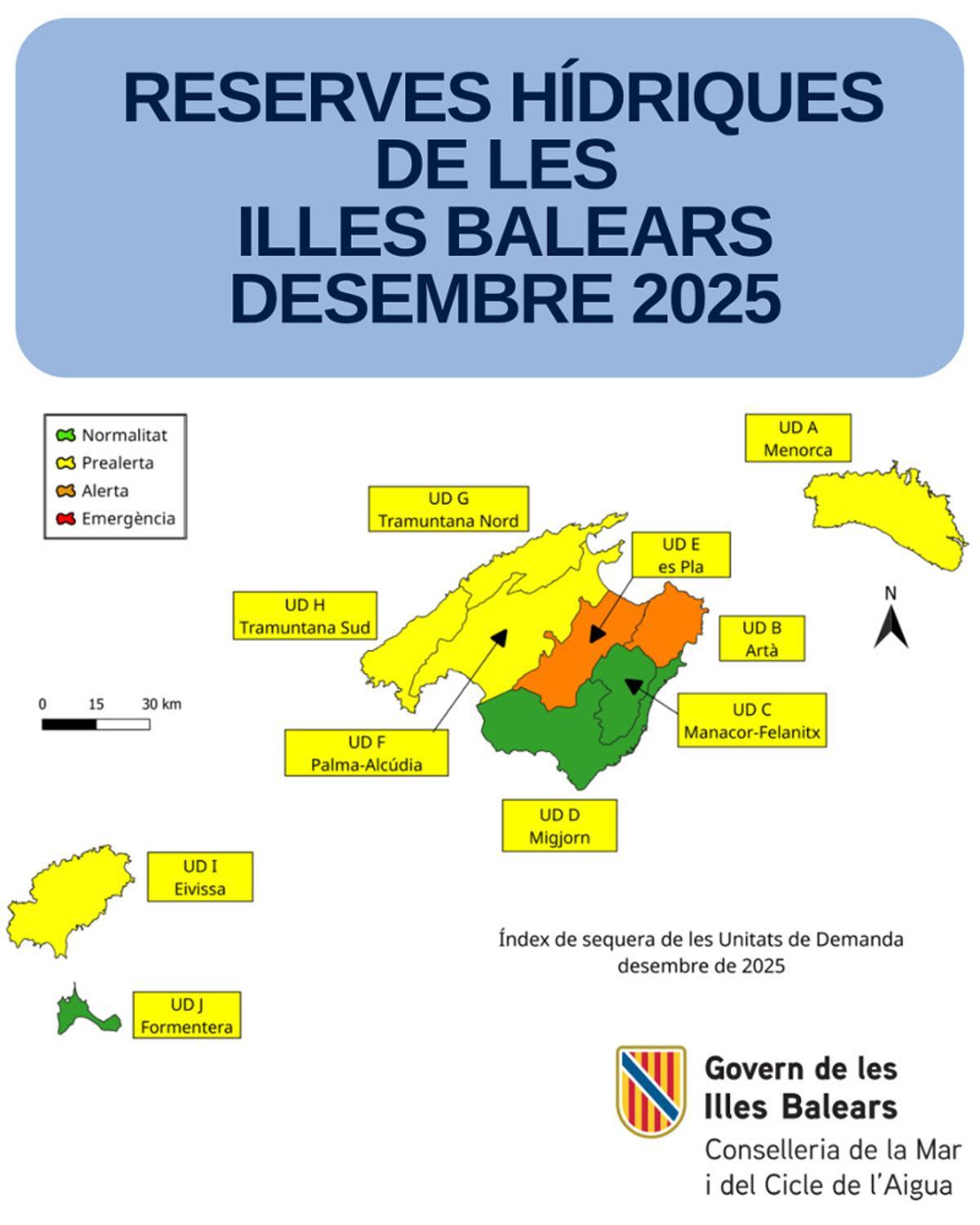 Las reservas hídricas en las Baleares suben al 49% en diciembre
