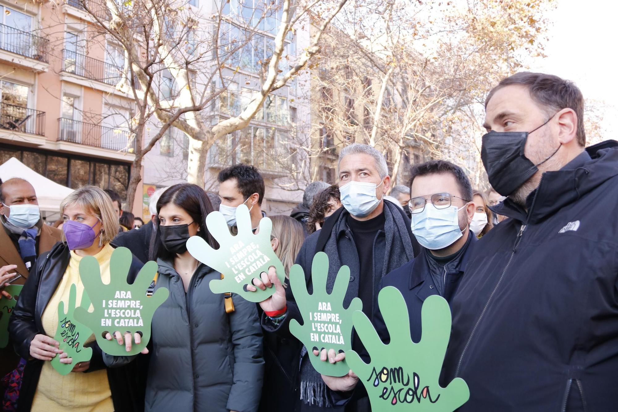 Manifestació en defensa de la immersió a les escoles catalanes