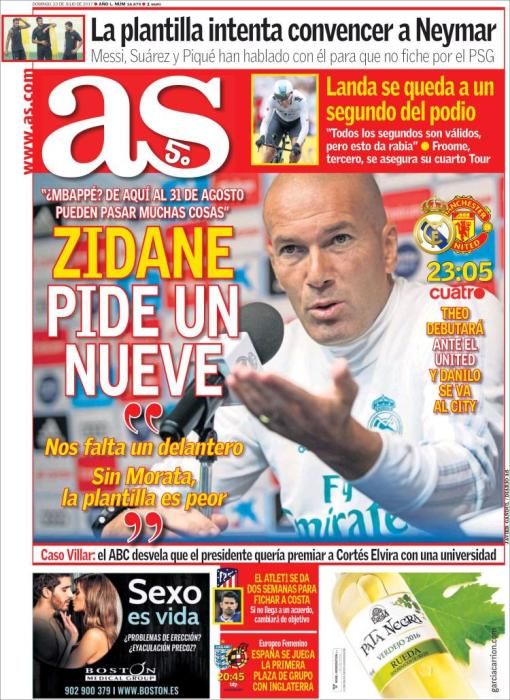 Portadas domingo 23 de julio de 2017