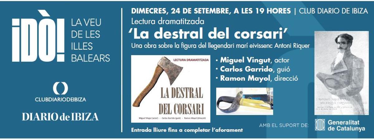 El pròxim dimecres 24 de setembre se celebrarà una lectura dramatitzada a les 19 hores en el Club Diario de Ibiza.