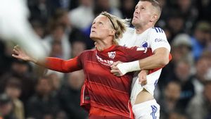 Copenhagen (Denmark), 14/09/2022.- FC Copenhagen’s Denis Vavro (R) and Sevilla FC’s Kasper Dolberg (L) in action during the UEFA Champions League group G match between FC Copenhagen and Sevilla FC at Parken stadium in Copenhagen, Denmark, 14 September 2022. (Liga de Campeones, Dinamarca, Copenhague) EFE/EPA/Liselotte Sabroe DENMARK OUT
