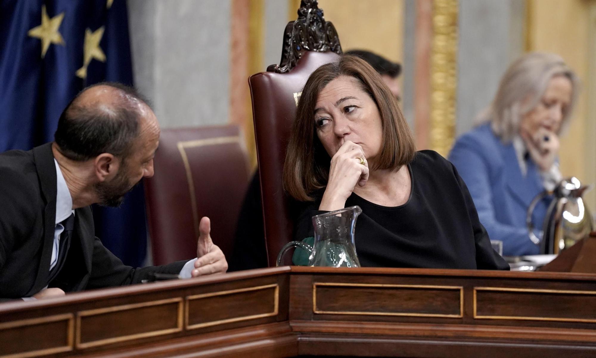 Francina Armengol durante la comparecencia de Pedro Sánchez en el Congreso de los Diputados