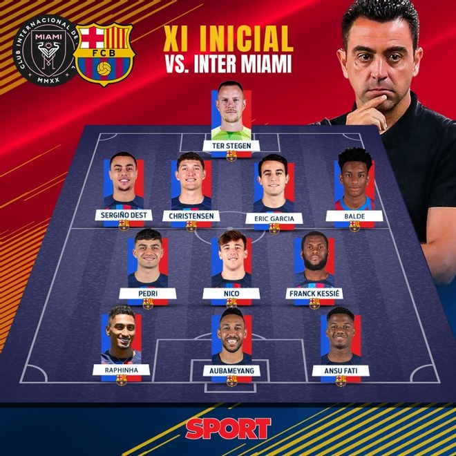 El once inicial de Xavi para el primer partido de pretemporada de la gira, en Miami