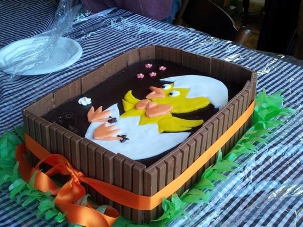 Mona de Pasqua d’un aneguet molt graciós feta per Isabel Domingo i les seves cunyades.