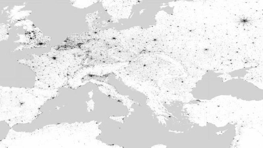 Un detall del mapa cartogràfic de l&#039;Agència Espacial Europea.