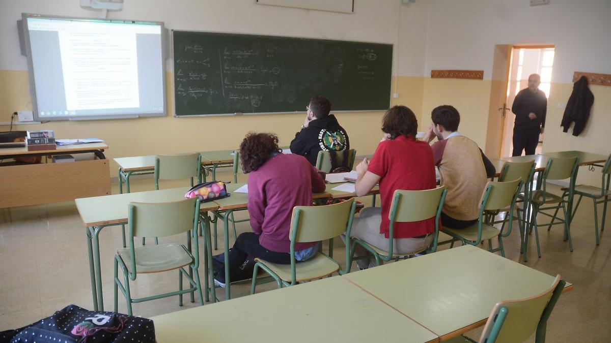 Alumnos, en un instituto de Pontevedra.
