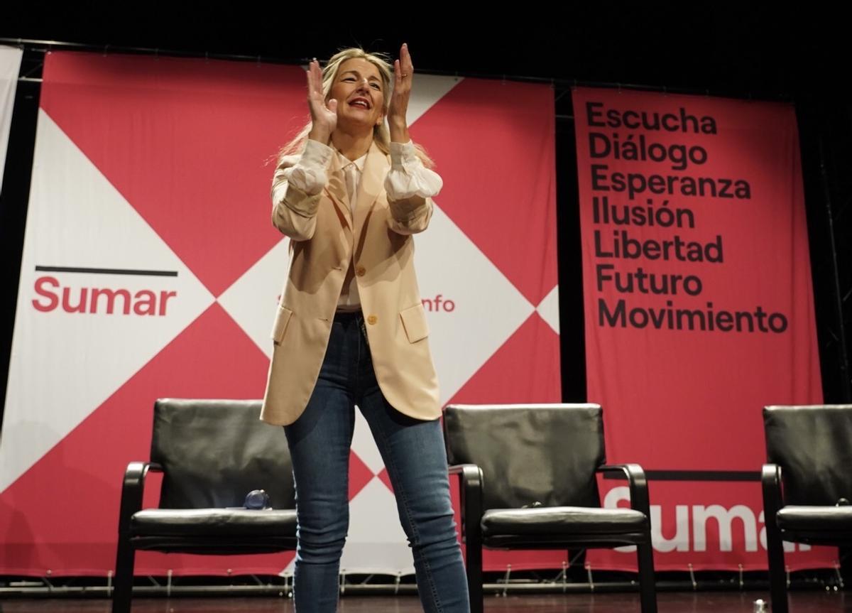 Acto de escucha de la plataforma Sumar en Valladolid con la presencia de la vicepresidenta del Gobierno y ministra de Trabajo y Economía Social, Yolanda Díaz.