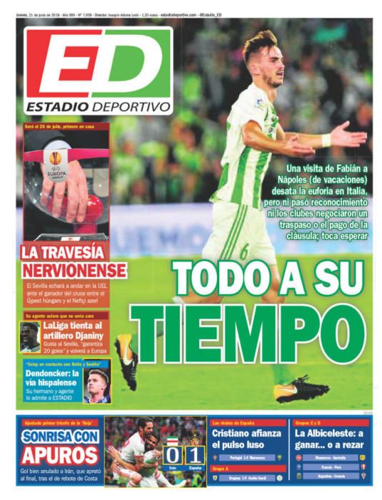 Portada ESTADIO DEPORTIVO jueves 21 de junio 2018