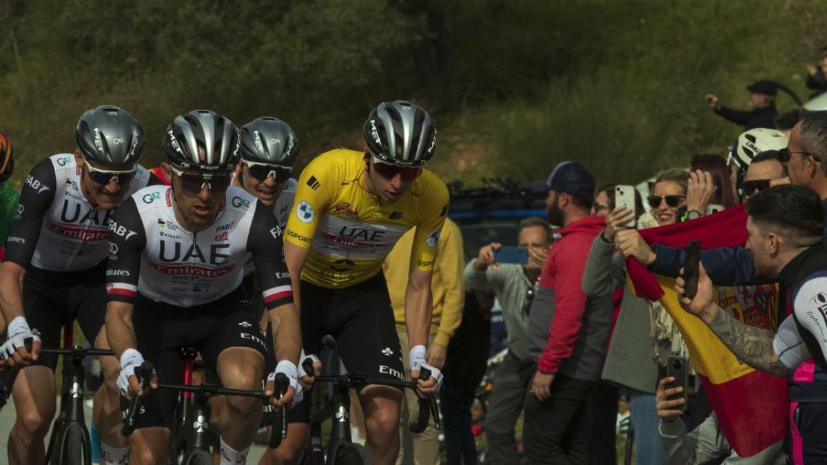 Tadej Pogacar, el último ganador de la Vuelta Ciclista a Andalucía-Ruta del Sol, en el repecho de la carretera de Los Núñez, camino de Alhaurín de la Torre, que fue llegada de la 5ª y última etapa.