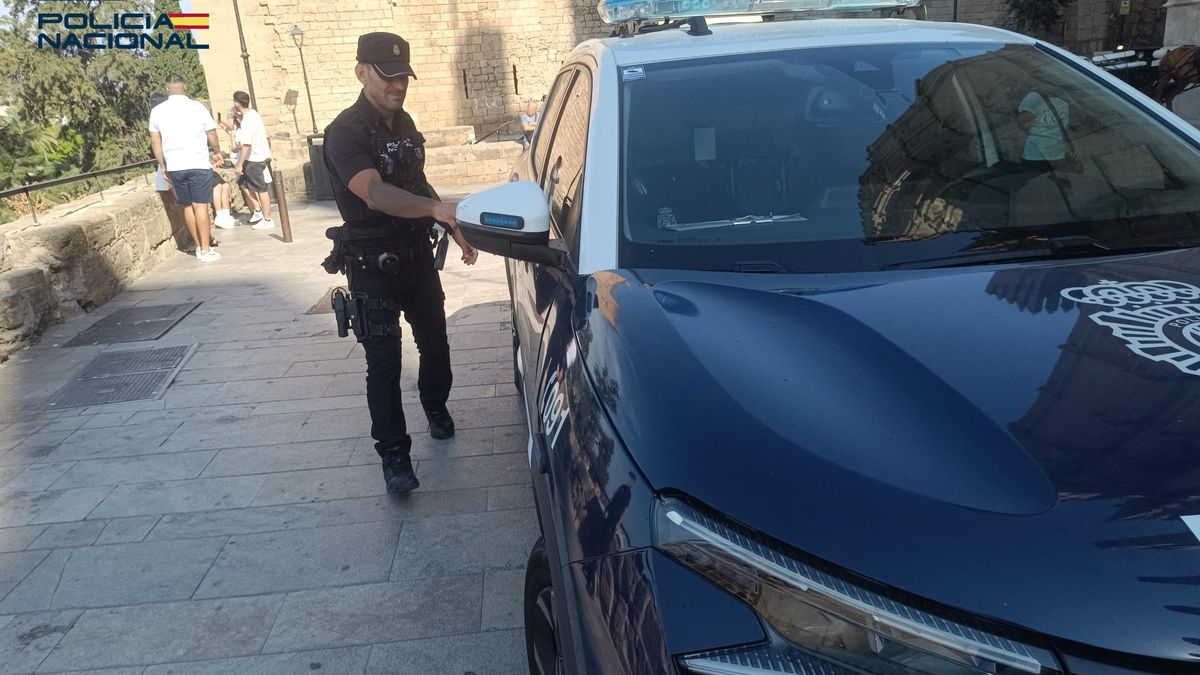 Agente de la Policía Nacional entrando a un coche