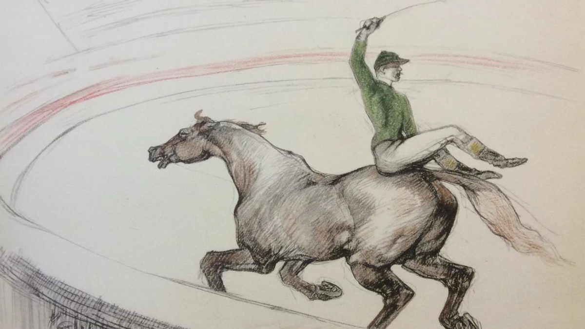 'Jockey', uno de los dibujos circenses del artista.