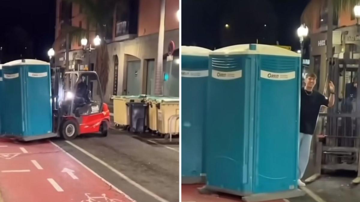 El vídeo viral de Álvaro que casi se lo lleva una carretilla con én dentro del baño
