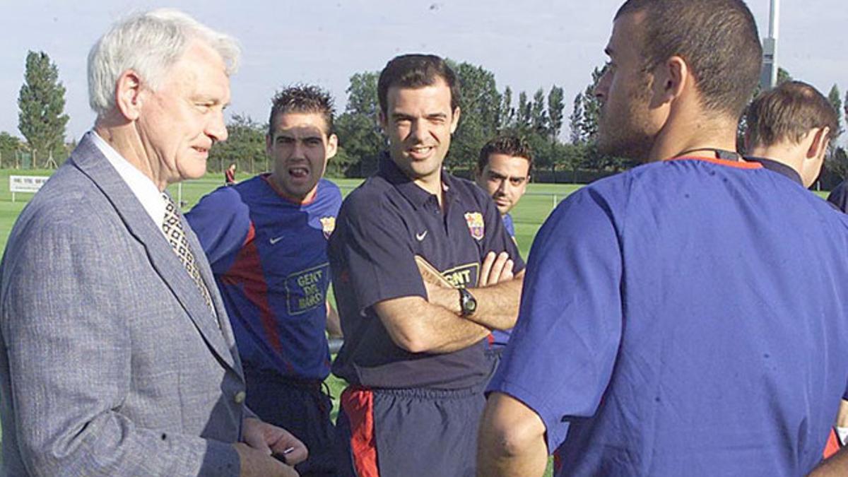 Robson, charlando con Luis Enrique antes de un entrenamiento