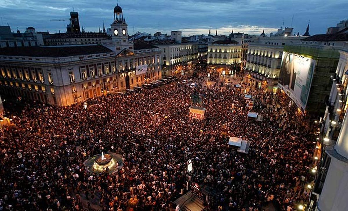 Concentració de dimarts a la tarda a la Puerta del Sol impulsada per la plataforma Democràcia Real Ja.