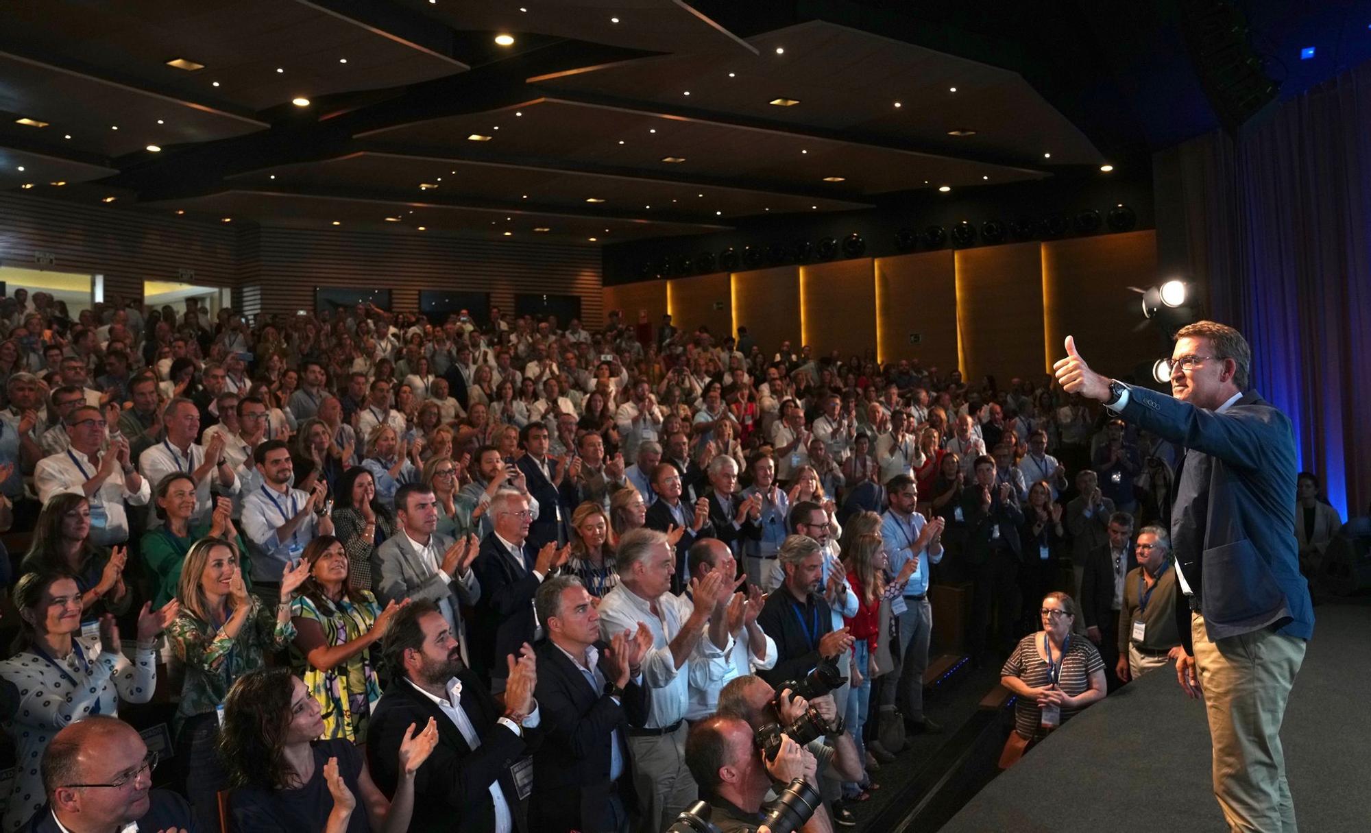 El líder del PP, Alberto Núñez Feijóo, en la clausura de la interparlamentaria.