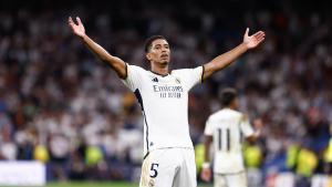 Jude Bellingham of Real Madrid celebrates a goal during the UEFA Champions League, Group C, football match played between Real Madrid and Union Berlin at Santiago Bernabeu stadium on September 20, 2023, in Madrid, Spain.