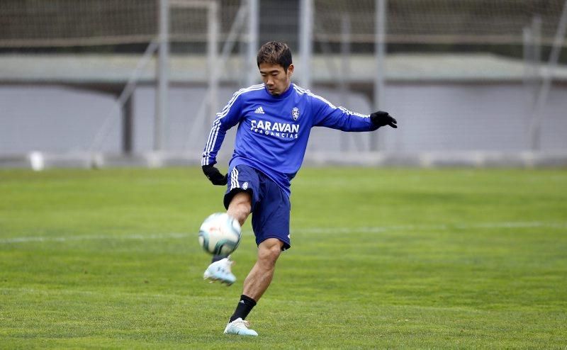 Entrenamiento del Real Zaragoza antes del partido contra la SD Huesca