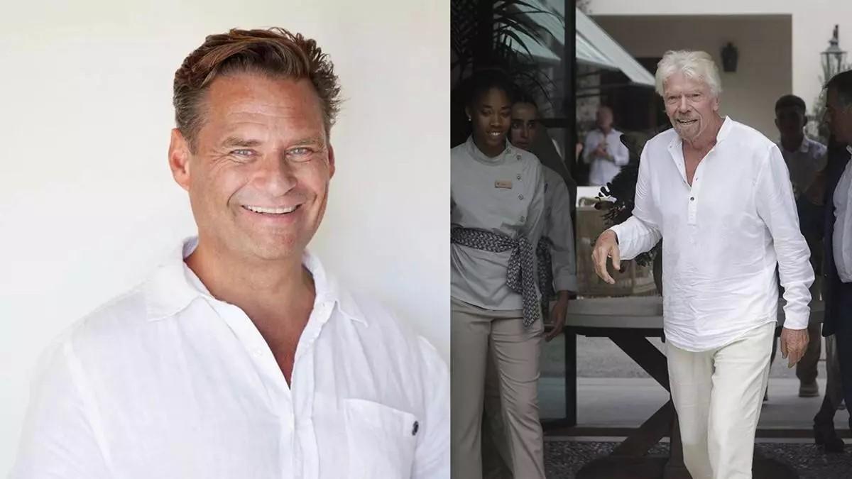 Wer Son Valentí besitzt, hat offenbar meist auch einen Hang zu luftigen, weißen Sommerhemden: Kim Fournais und Richard Branson.