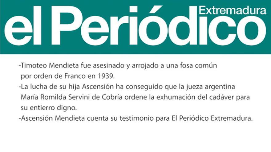 Entrevista con Ascensión Mendieta el domingo en el suplemento Más Periódico de El Periódico Extremadura