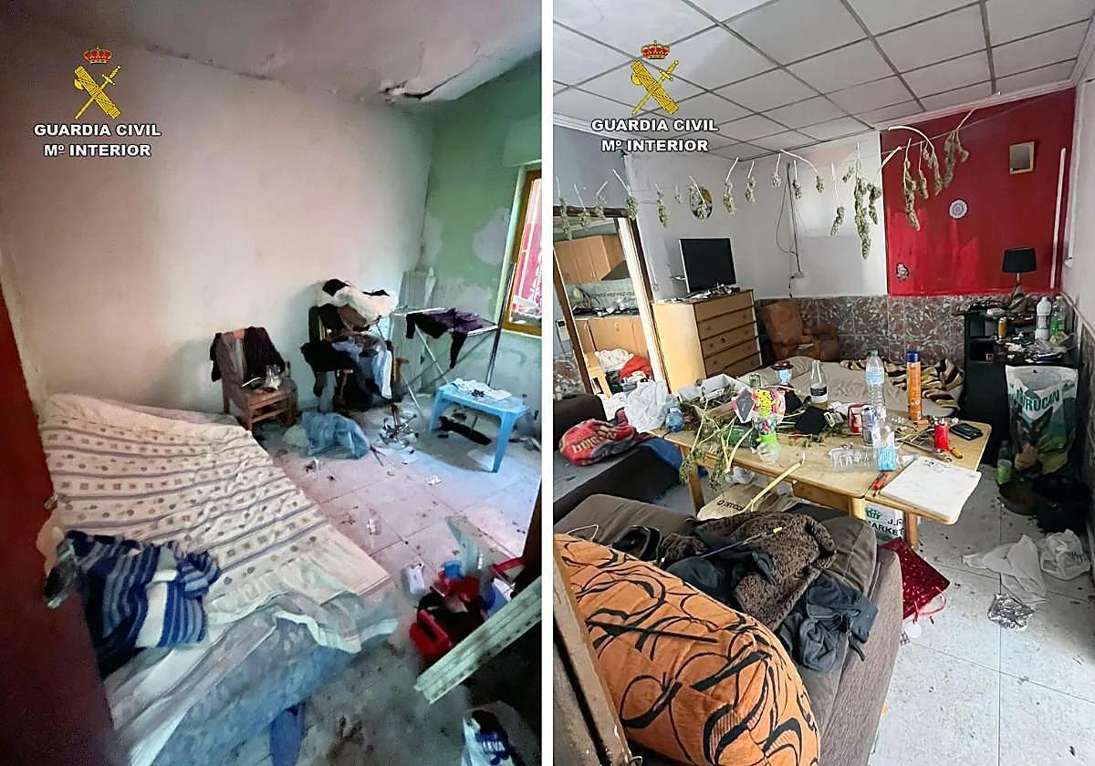 Combo con dos estancias de la casa del secuestro de Alhama.