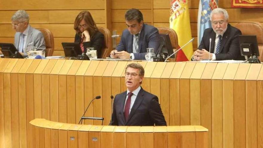 Alberto Núñez Feijóo, ayer, durante su discurso.