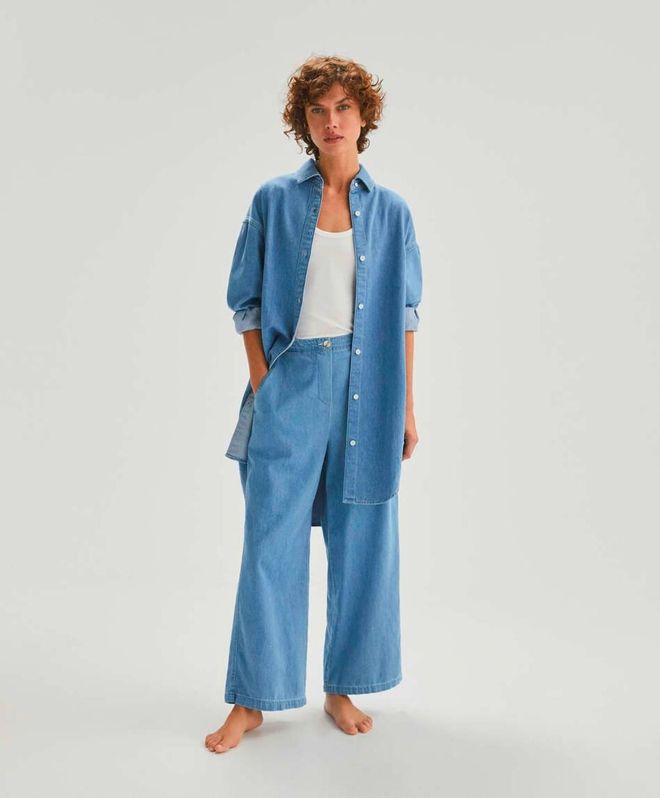 Conjunto denim camisa 'oversize'