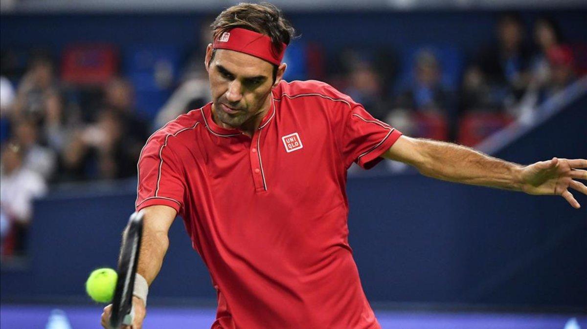 Roger Federer, durante el torneo de Tokio